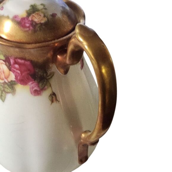 Royal Chelsea Golden Rose China Footed Coffee Pot Small England Nice - Picture 9 of 13